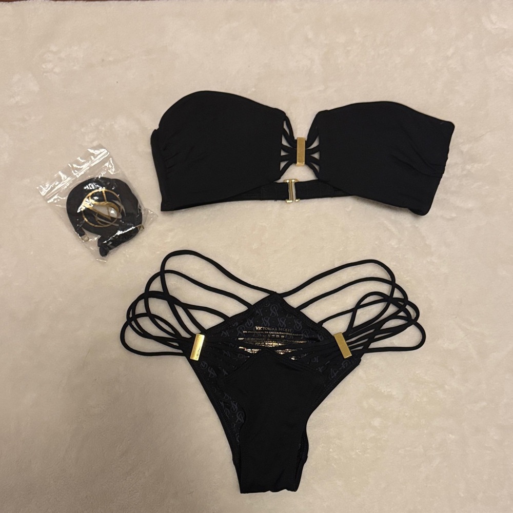 Victoria's Secret Black Bikini with Gold Accents